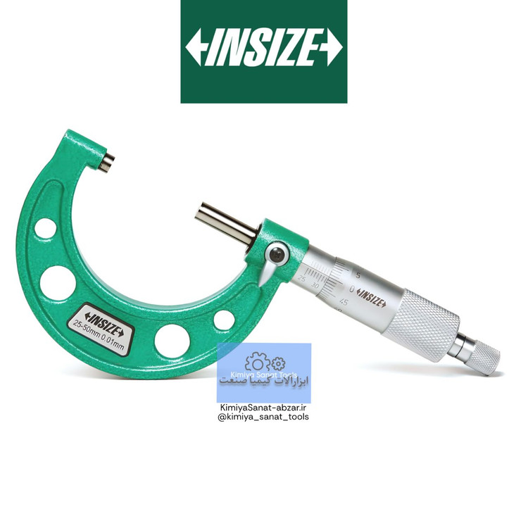 ابزار کیمیا صنعت ابزارالات خرید قیمت میکرومتر خارج سنج 25-50 50a-3203 کد اینسایز insize kimiyasanat-abzar